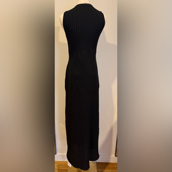 Commense Pointelle Split Button Sweater Dress Black - Picture 6 of 10